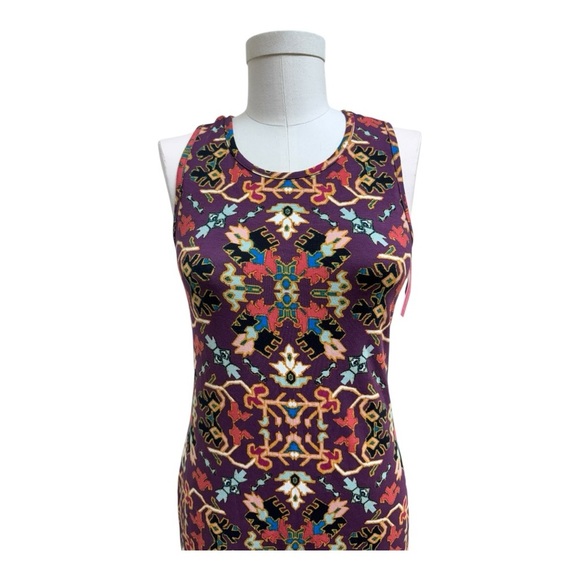 NWT Adorable knit midi tank dress in purple print by Xhilaration, ikat, bodycon - Picture 4 of 14
